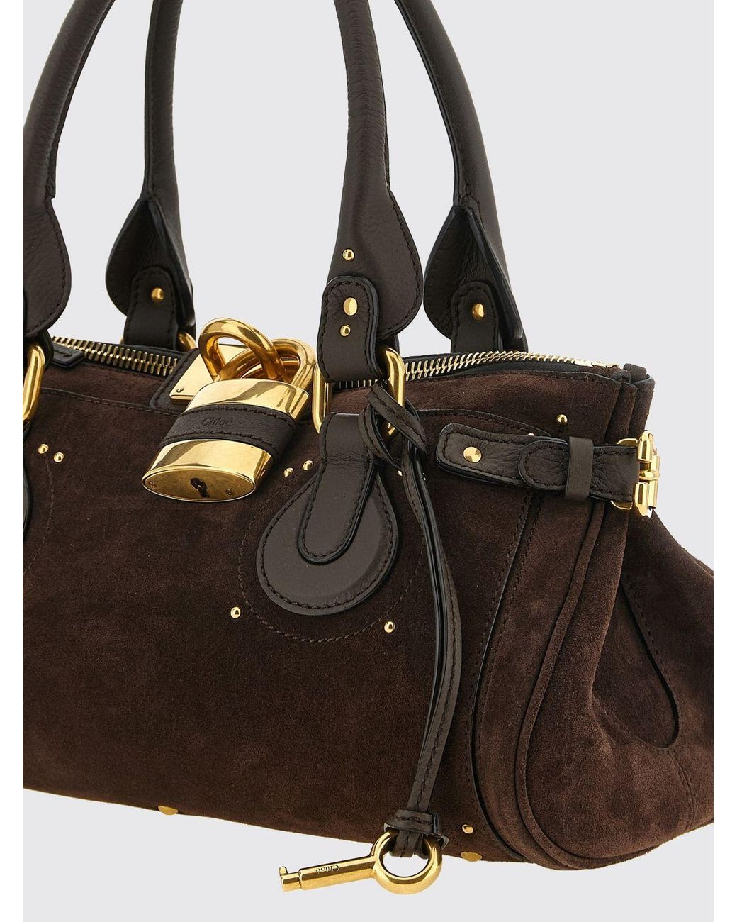 Chloé Black ChloÉ Paddington Suede Calfskin Handbag With Padlock