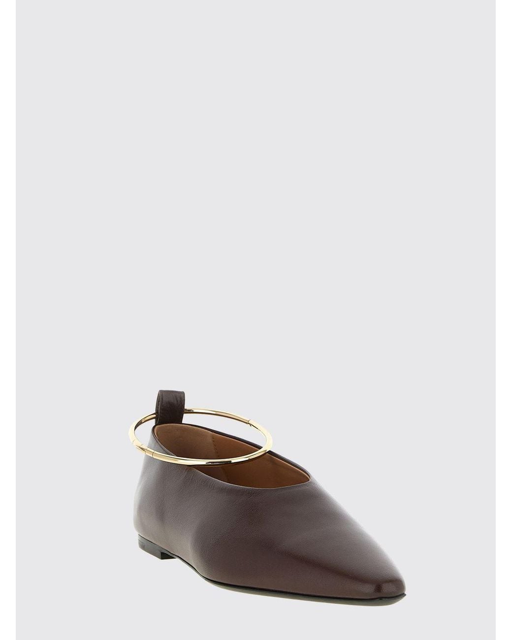 Jil Sander Brown Ring Goatskin Ballet Flats With Metal Ring Detail