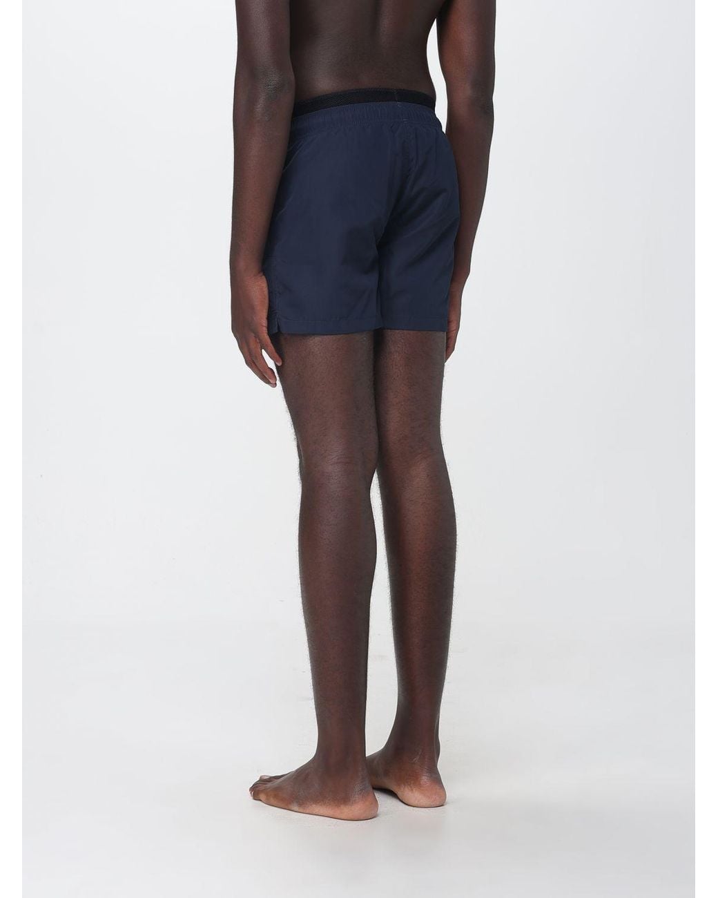 EA7 Blue Polyester Boxer Swim Shorts for men