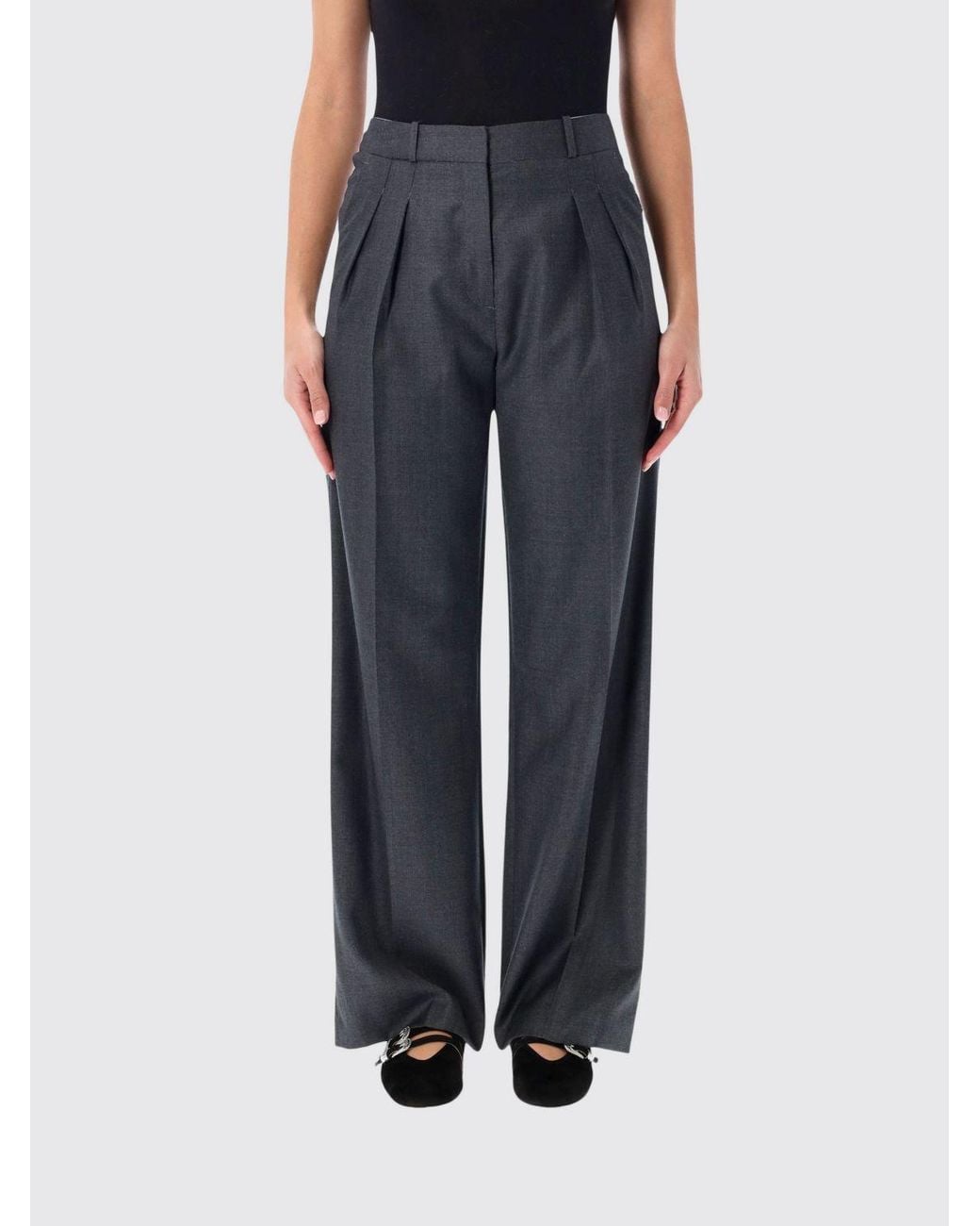 Loulou de Saison Blue Wide-Leg Sartorial Virgin Wool Trousers
