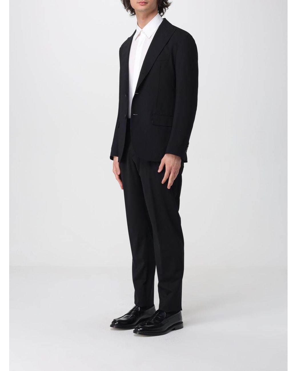 Eleventy Black Single-Breasted Stretch Wool Suit for men