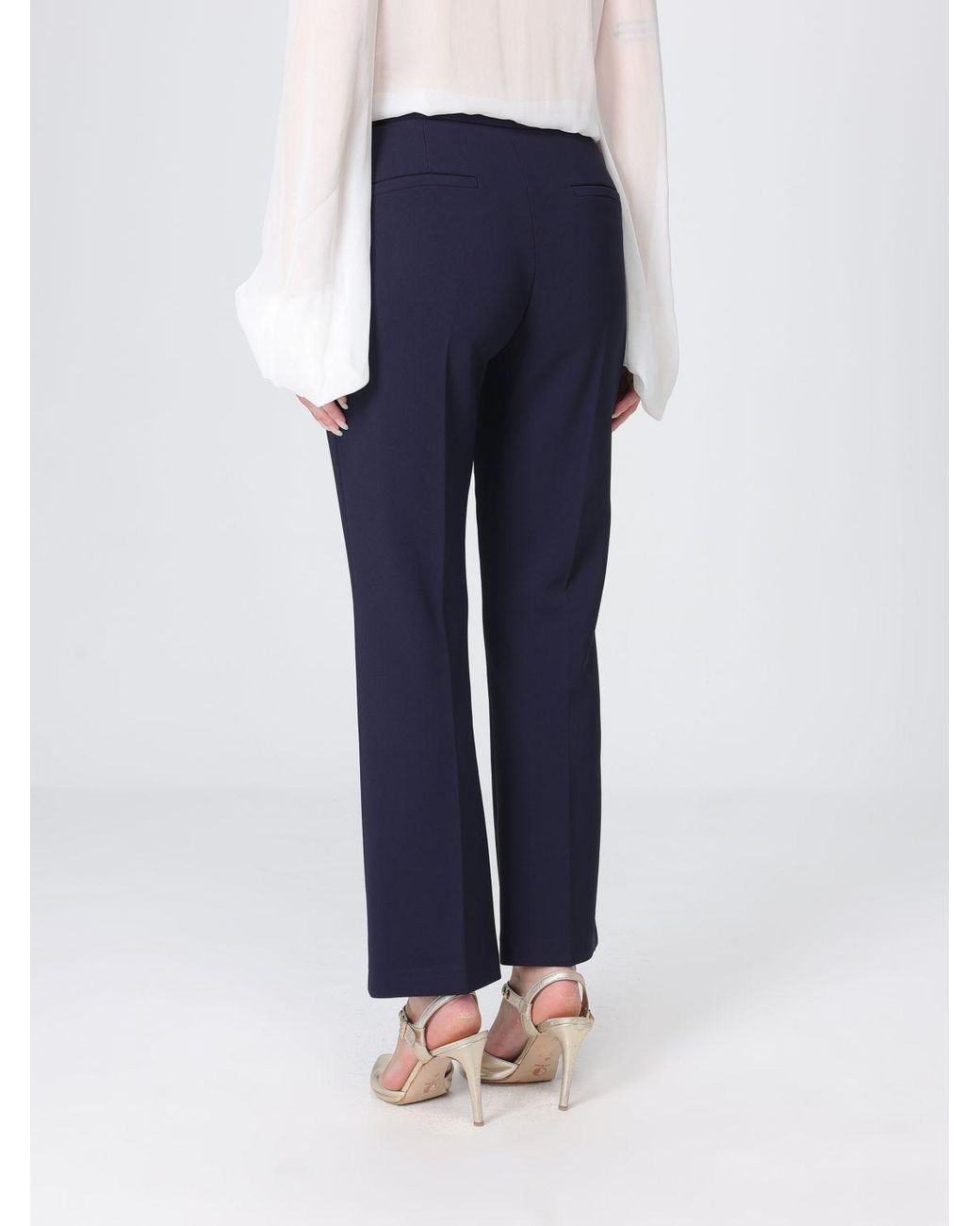 Elisabetta Franchi Blue Slim-Fit Cropped Crêpe Trousers