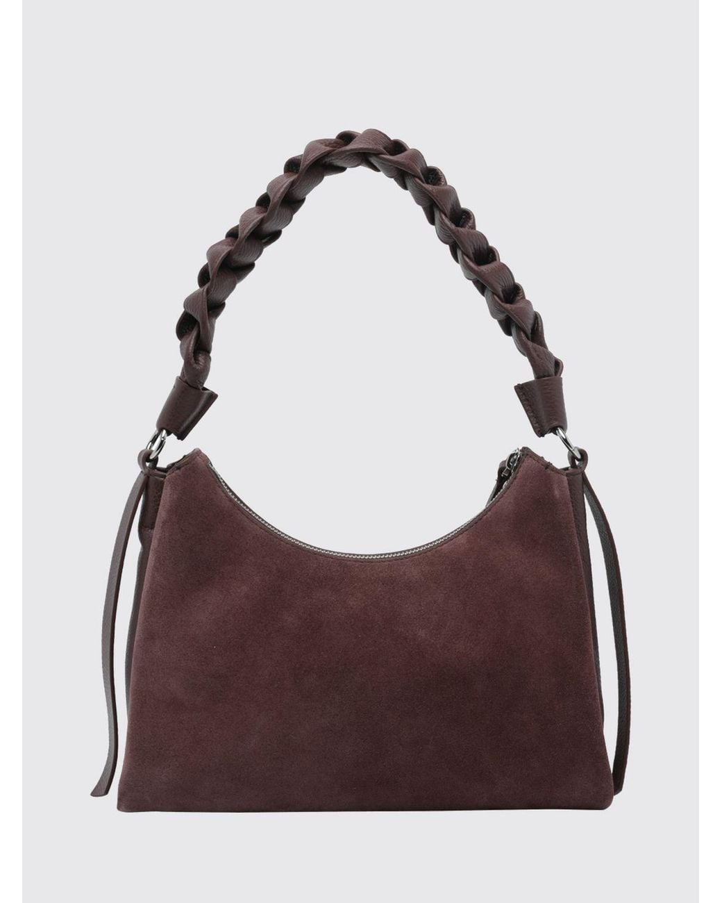 Coccinelle Purple Boheme Suede Shoulder Bag With Braided Handle