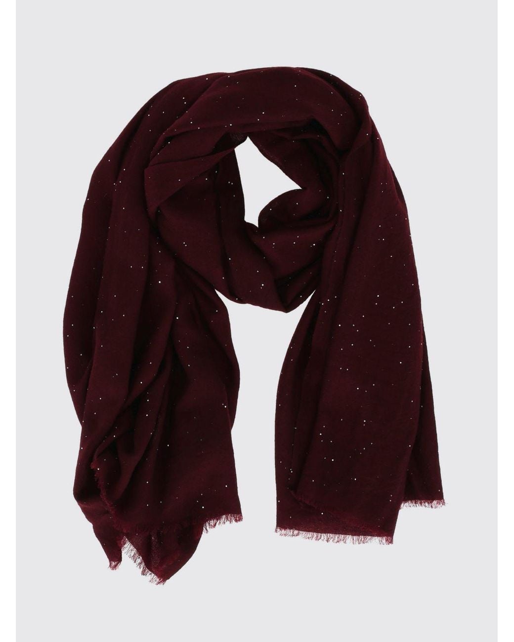 Faliero Sarti Purple Wool Blend Scarf With Sequins And Fringed Edges