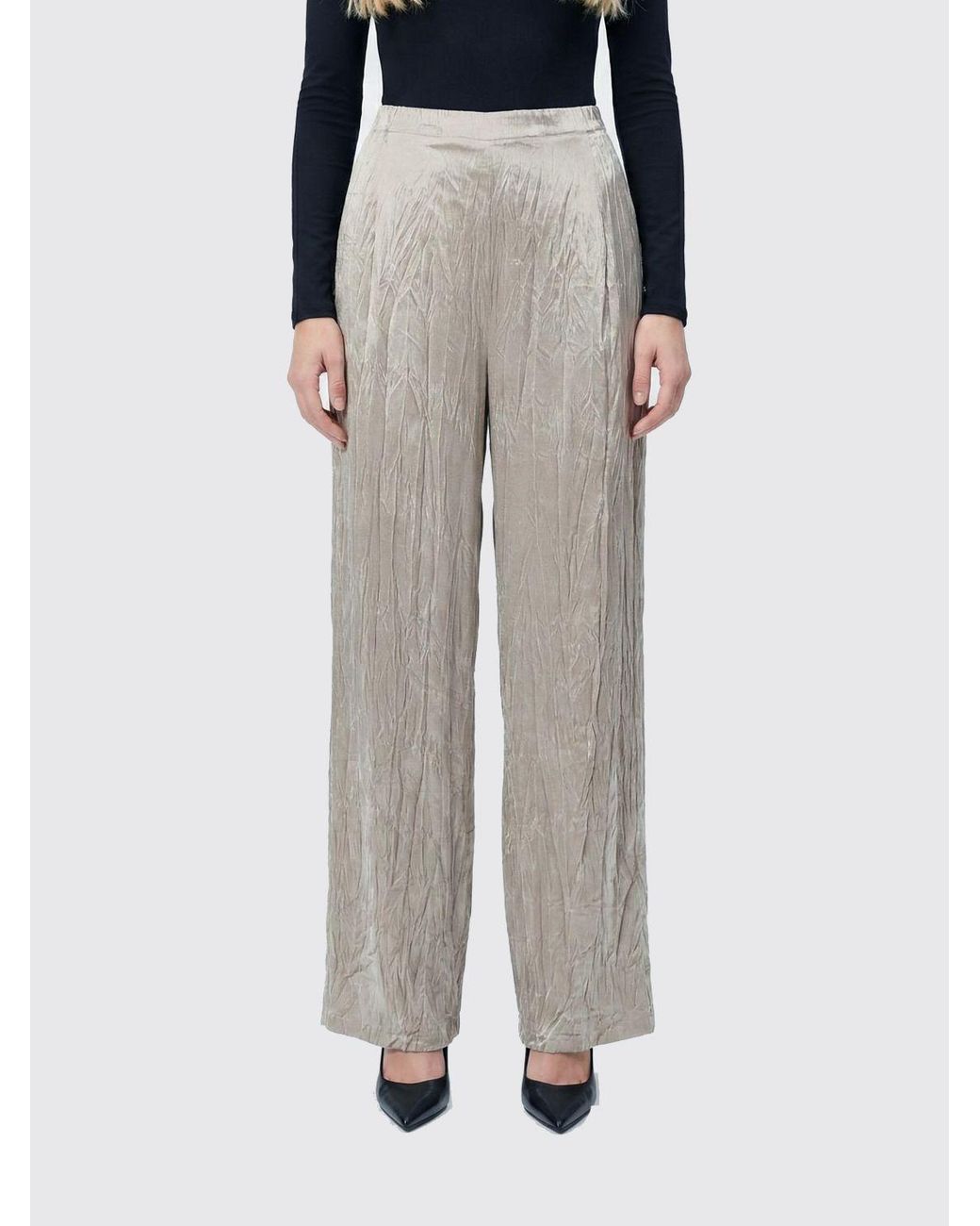 Avant Toi Gray Stretch Silk Palazzo Trousers