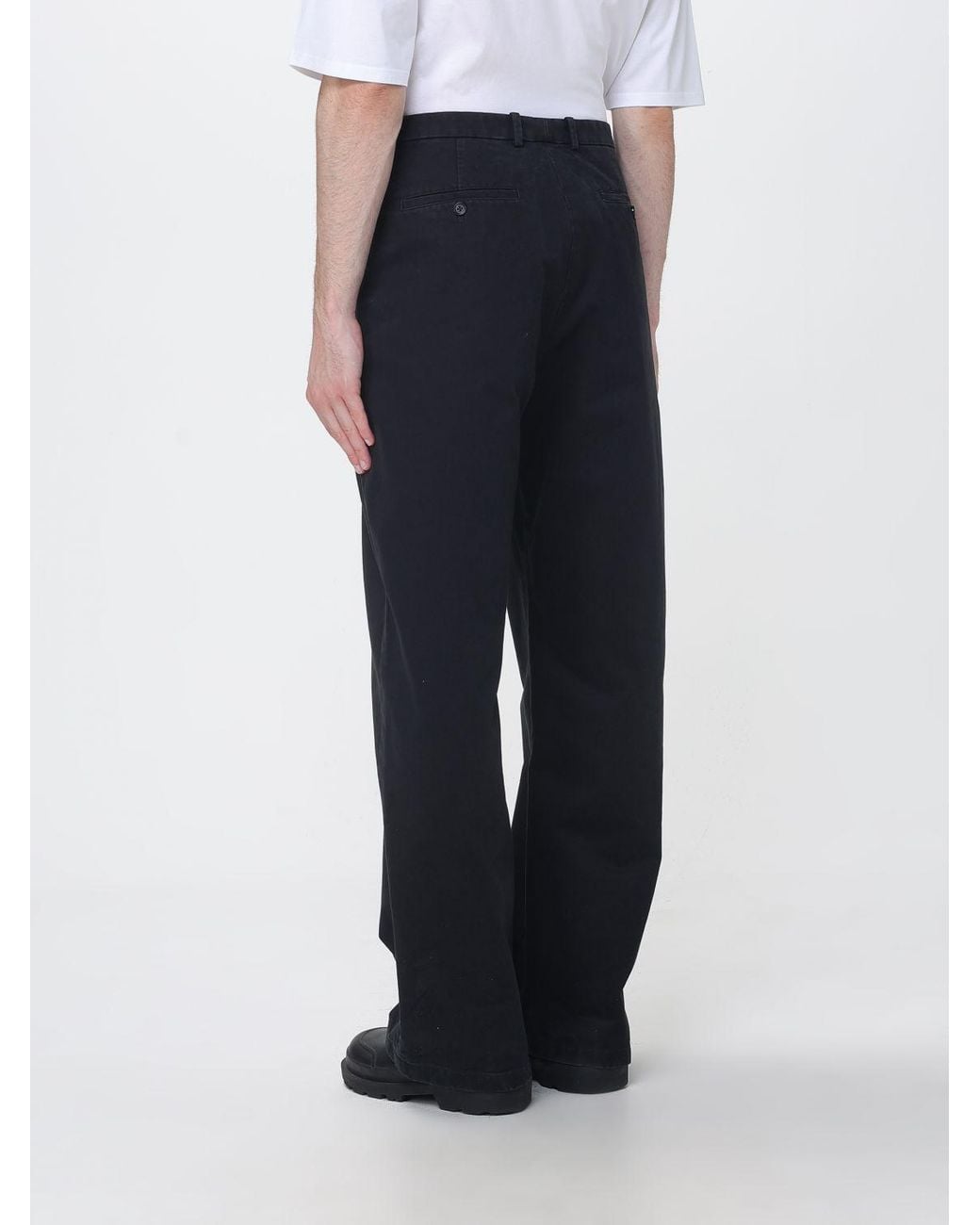 Jil Sander Blue Wide-Leg Cotton Trousers With Off-Center Closure for men