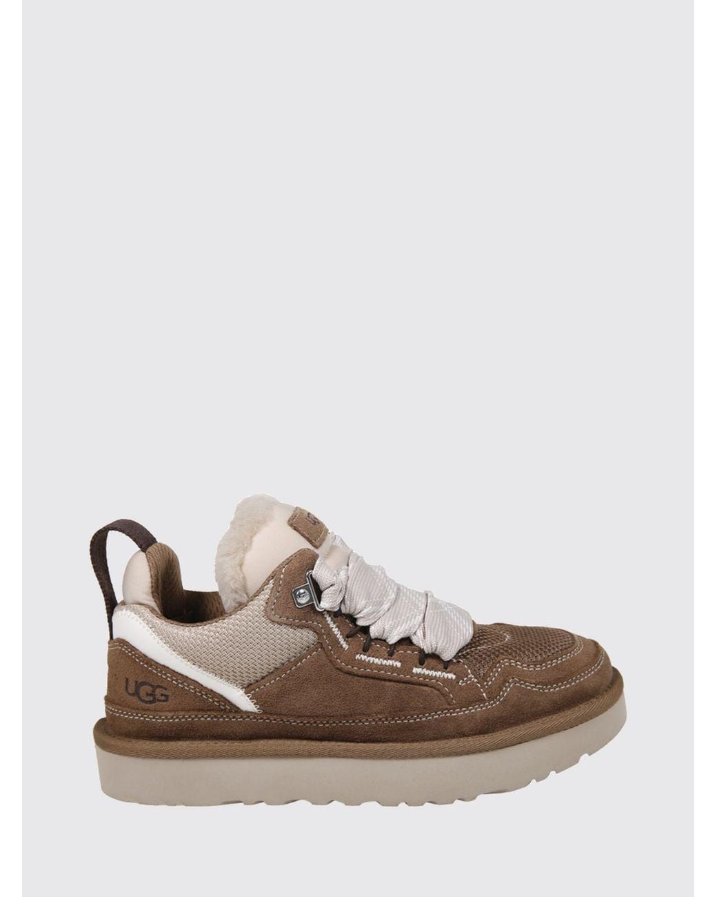 Ugg Brown Lo Lowmel Low-Top Suede Trainers With Wool Interior