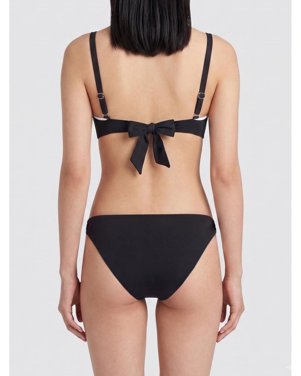 Max Mara Black Off-The-Shoulder Polyamide V-Neck Bikini Top