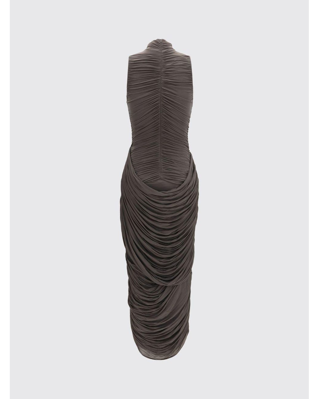 Magda Butrym Brown Off-The-Shoulder Ruched Jersey Sheath Midi Dress With Flower