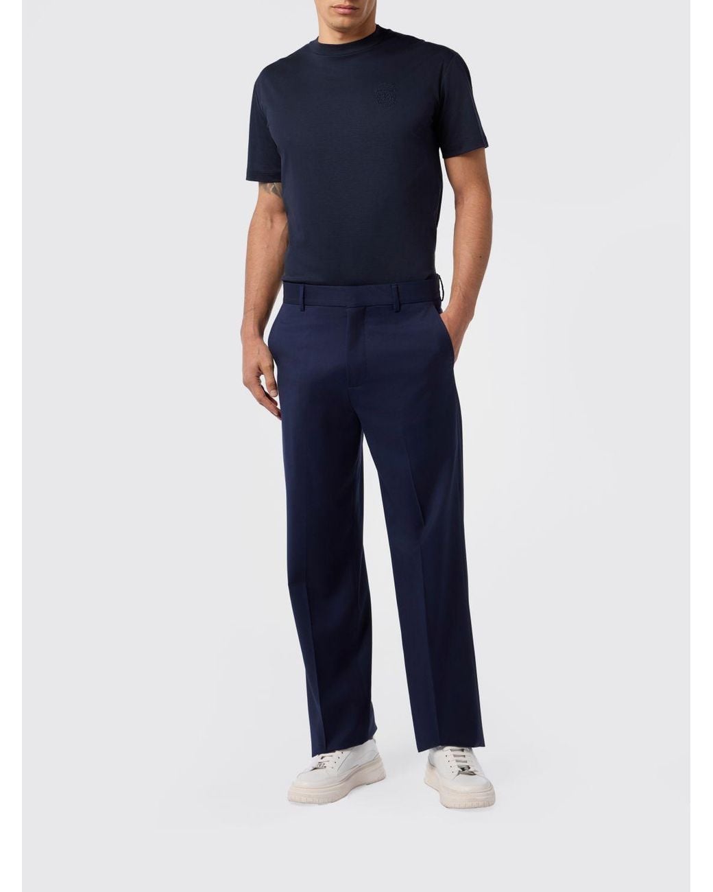 Billionaire Blue Virgin Wool Tailored Trousers for men