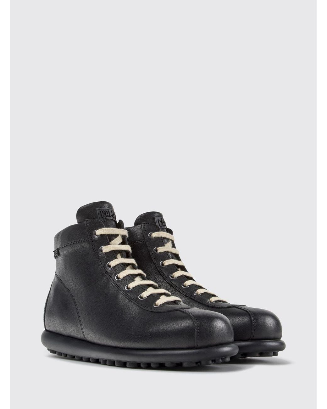 Camper Black Pelotas Lace-Up Leather Ankle Boots With Side Zip for men
