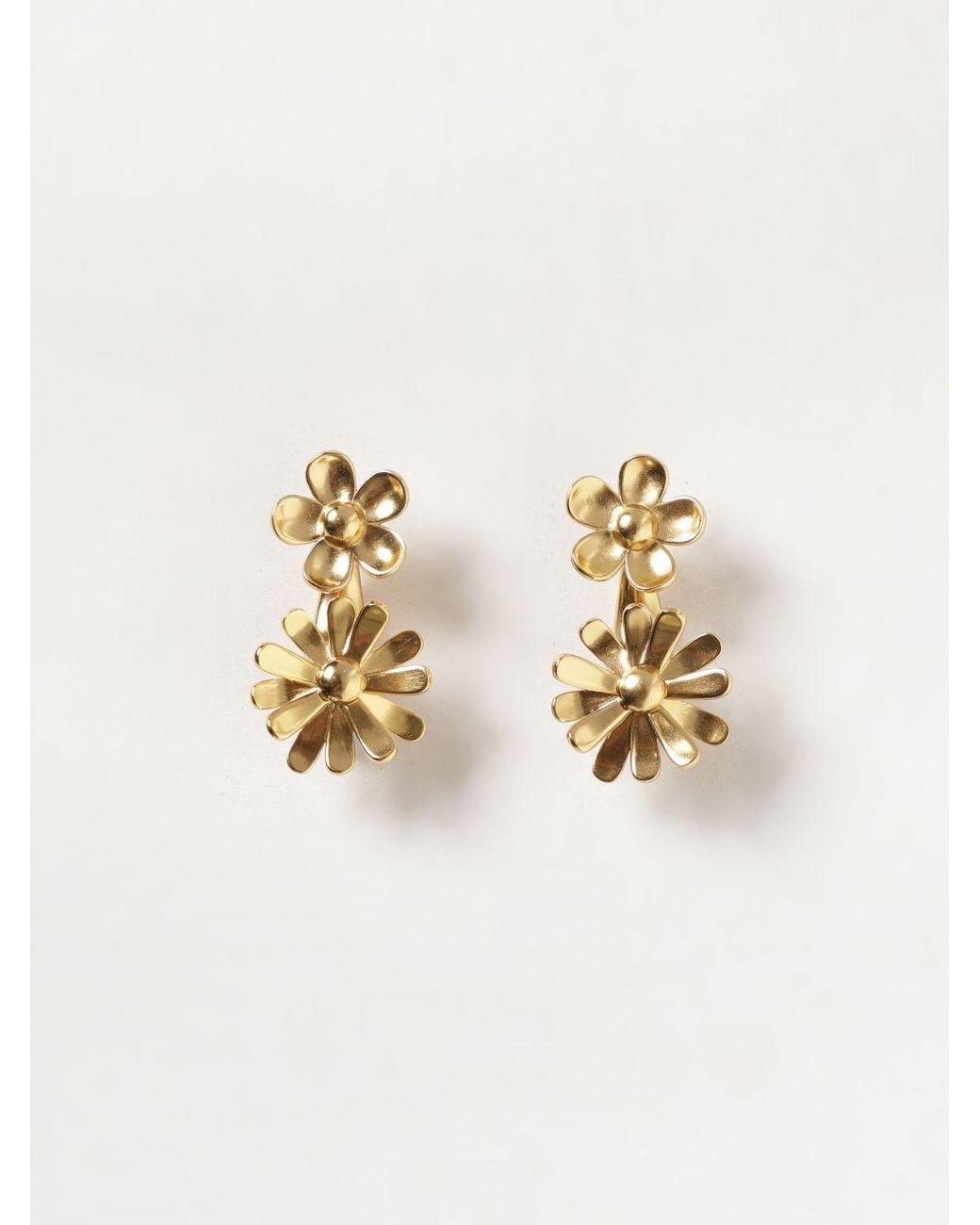 Marc Jacobs Natural Two-Tone Brass Flower Pendant Earrings