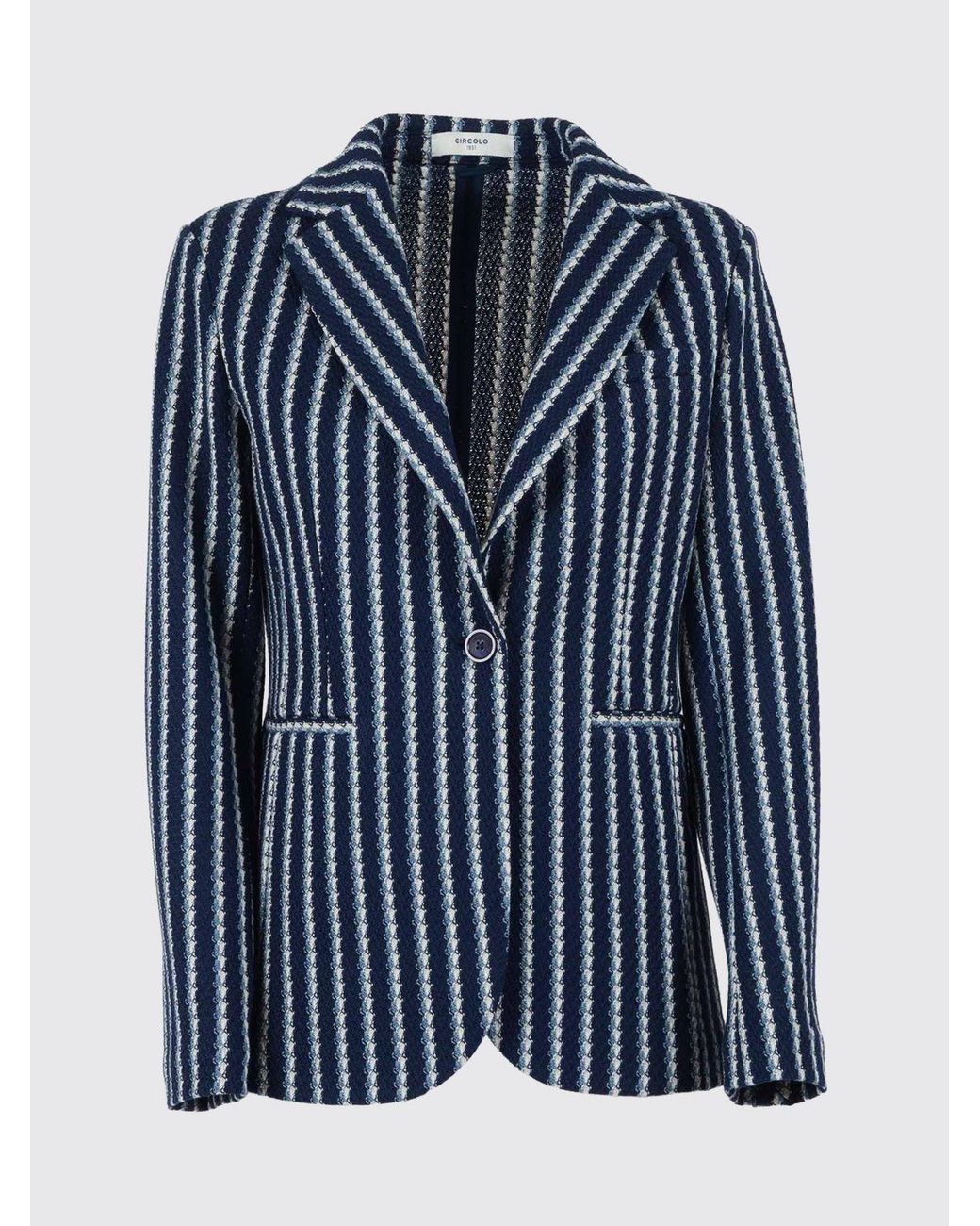 Circolo 1901 Blue Striped Cotton Single-Breasted Blazer