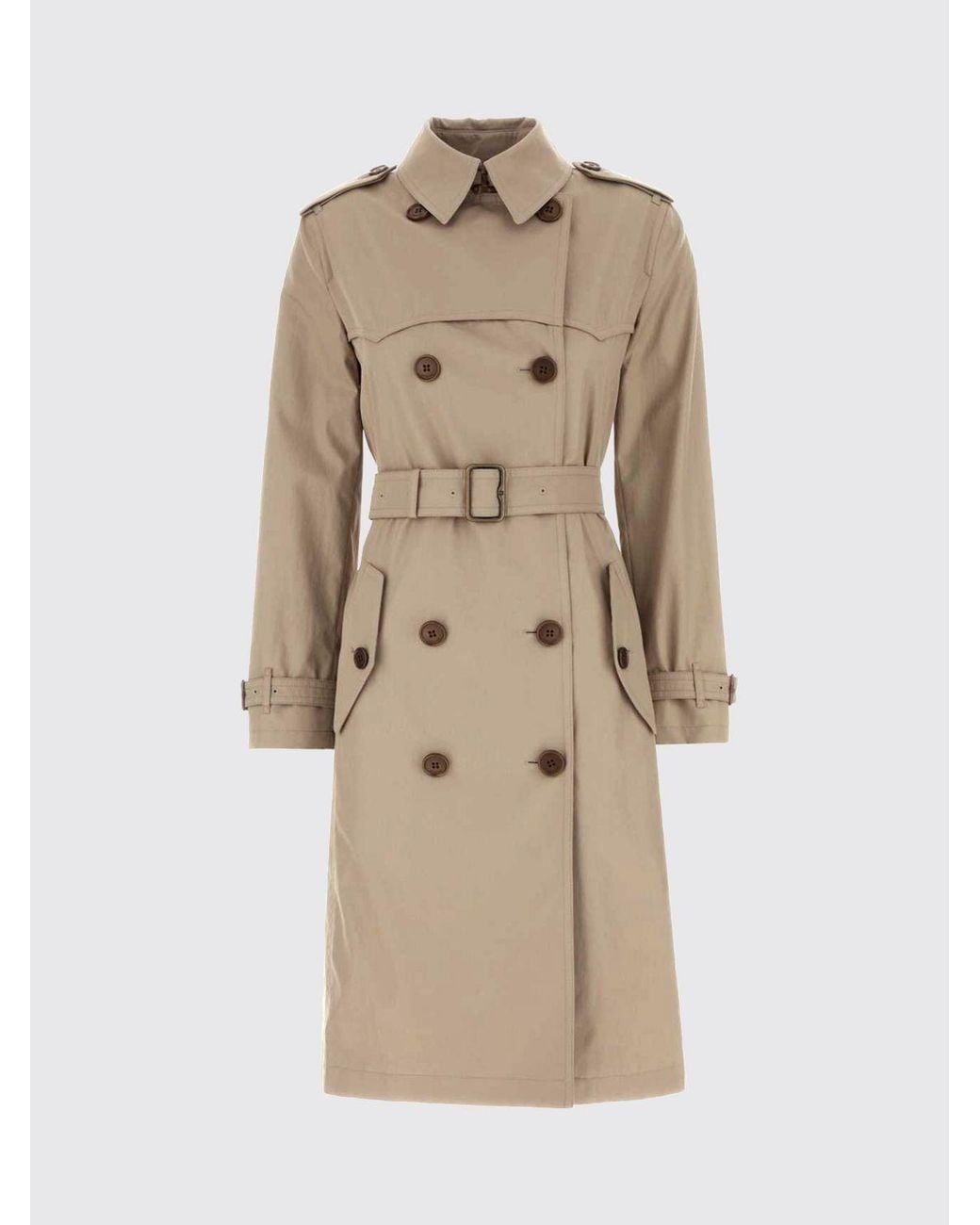 Burberry Natural Double-Breasted Cotton Trench Coat With Silk Lining And Waist Belt