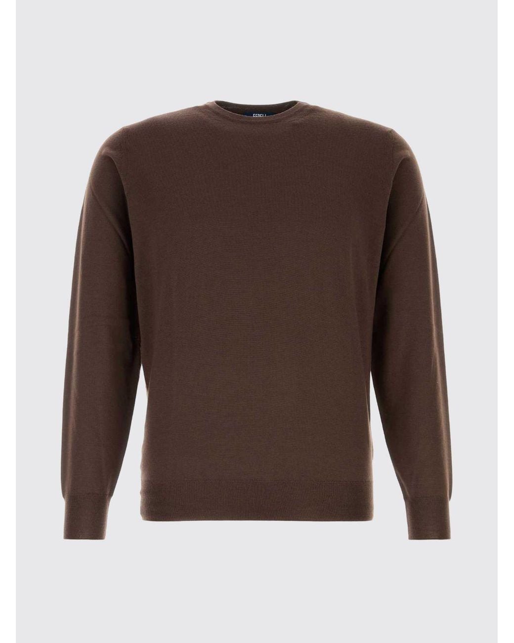 Fedeli Brown Crew-Neck Jumper for men