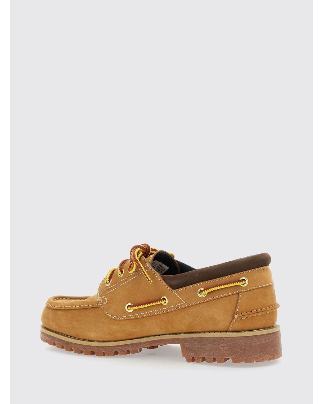 Timberland Brown Nubuck Leather Boat Shoes With Embossed Logo And Notched Sole for men