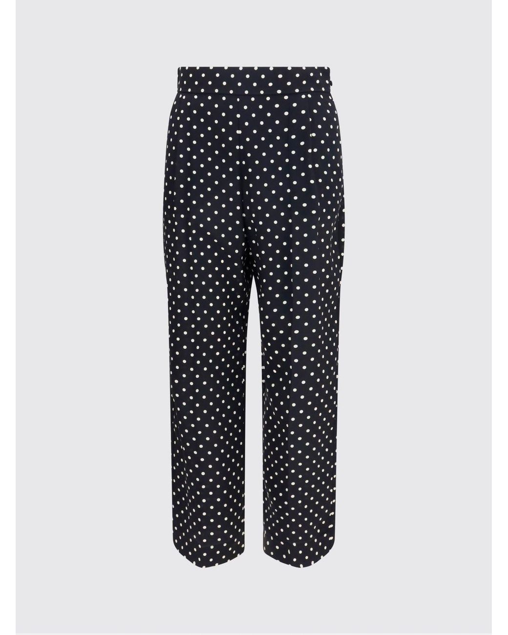 Valentino Garavani Black High-Waisted Cropped Silk Pants With Polka Dot Print