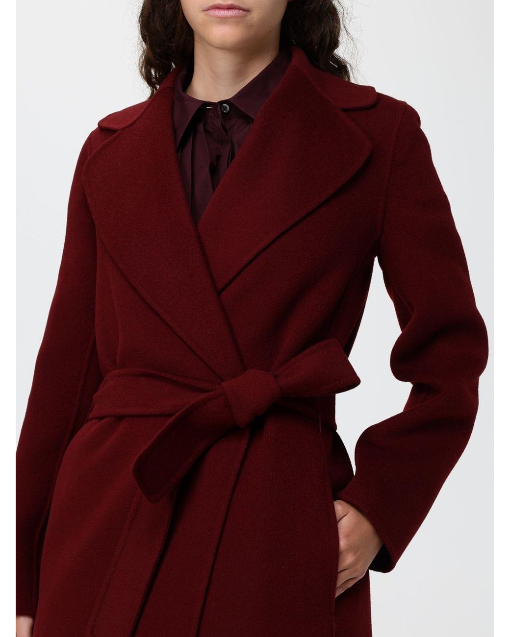 Max Mara Red Long Belted Robe Coat