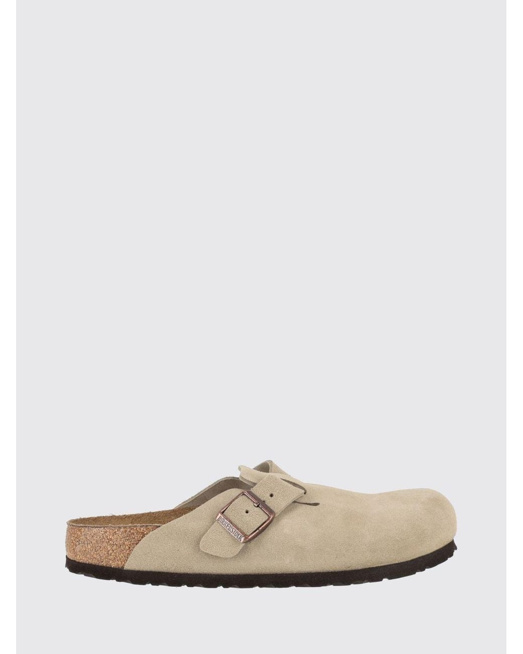 Birkenstock White Boston Suede Mules With Adjustable Strap