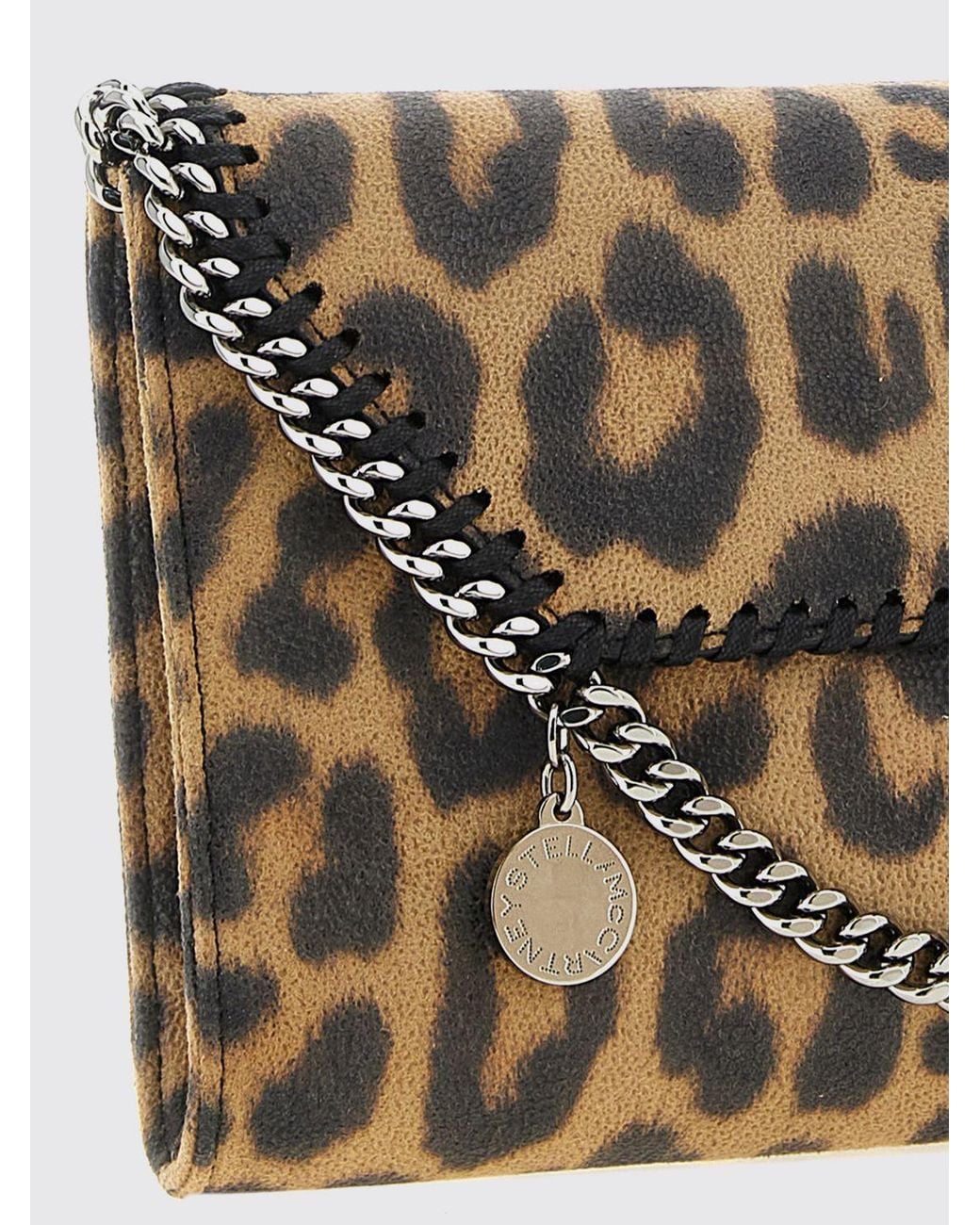 Stella McCartney Gray Falabella Animalier Faux Leather Wallet On Chain