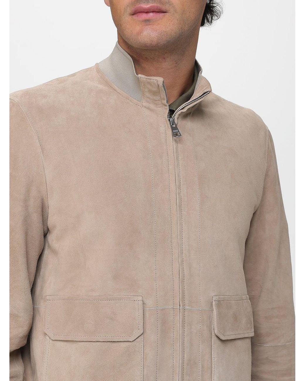 DUNO Natural Octane Suede Bomber Jacket for men
