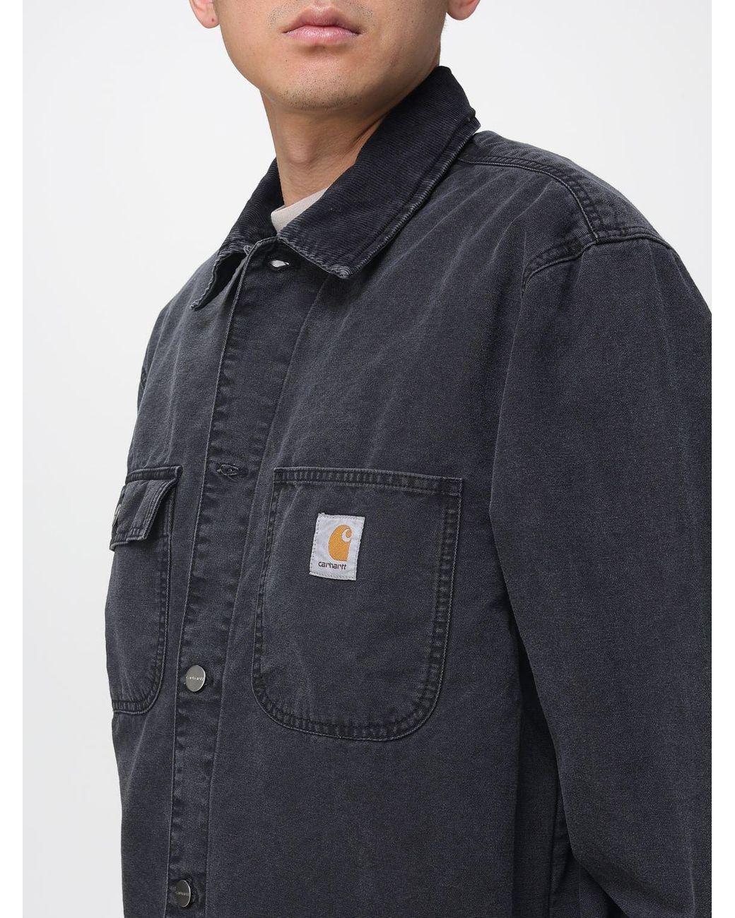 Carhartt Blue Mitch Cotton Overshirt With Logo for men