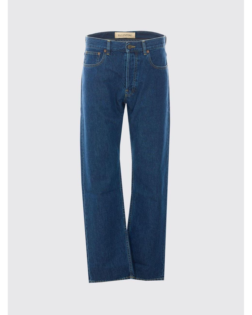 Valentino Garavani Blue Straight Fit Cotton Denim Jeans for men
