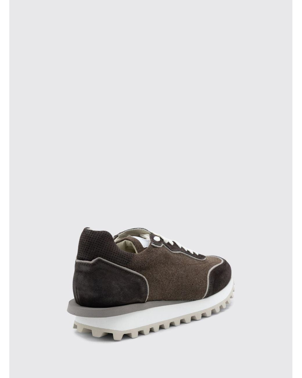 Eleventy White Suede And Wool Low Top Trainers With Serrated Sole for men