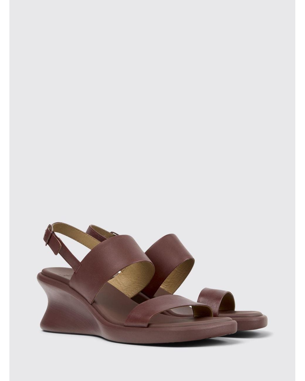 Camper Brown Louise Leather Wedge Sandals