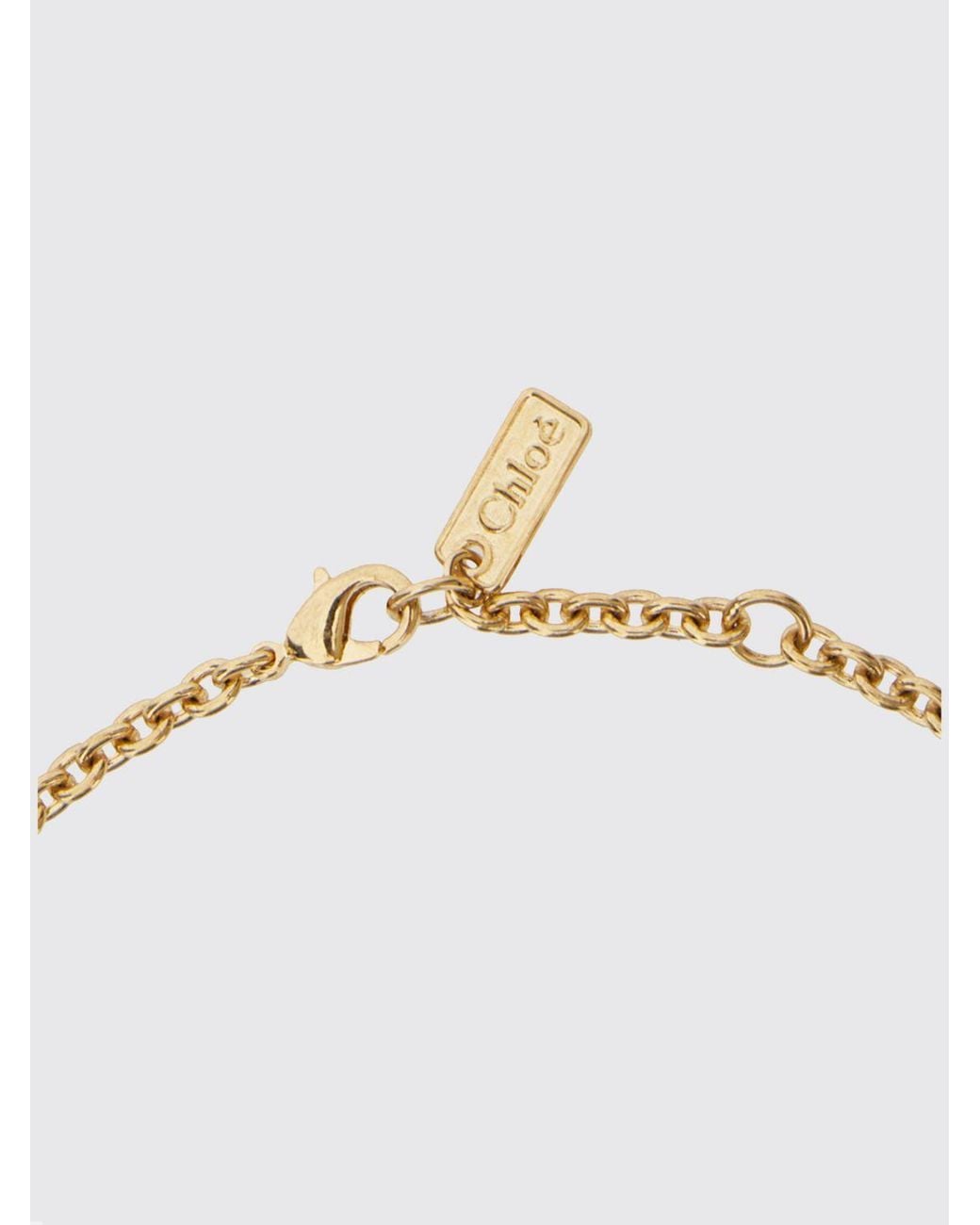 Chloé White Chlo&Eacute	-Tone Brass Choker Necklace With Sliding Pendant And Engraved Logo