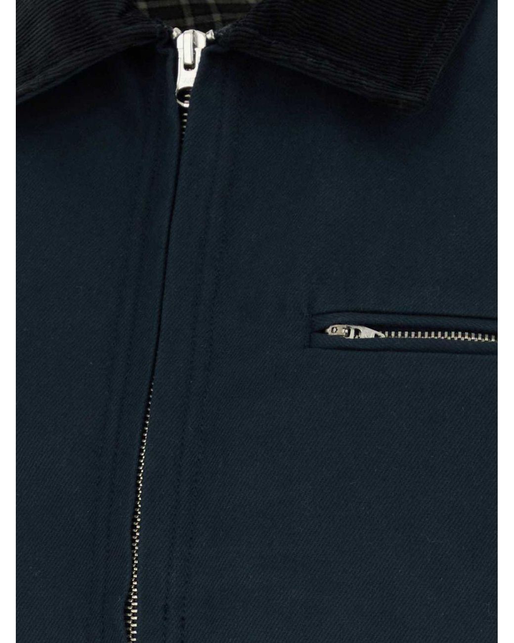 GIMAGUAS Blue Cotton Shirt Jacket With Corduroy Collar for men