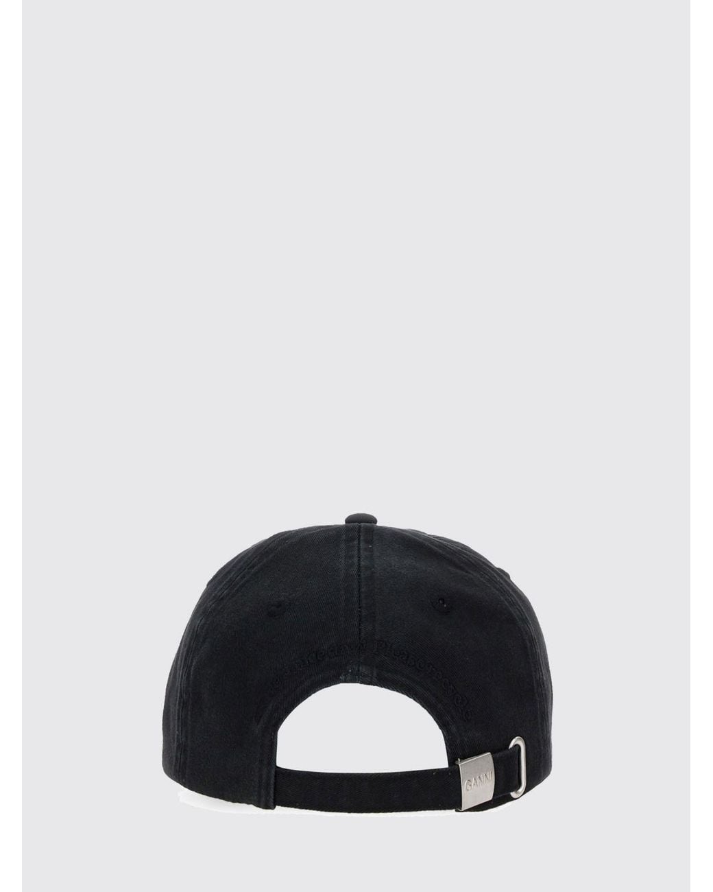 Ganni Black Organic Cotton Baseball Cap With Embroidered Logo