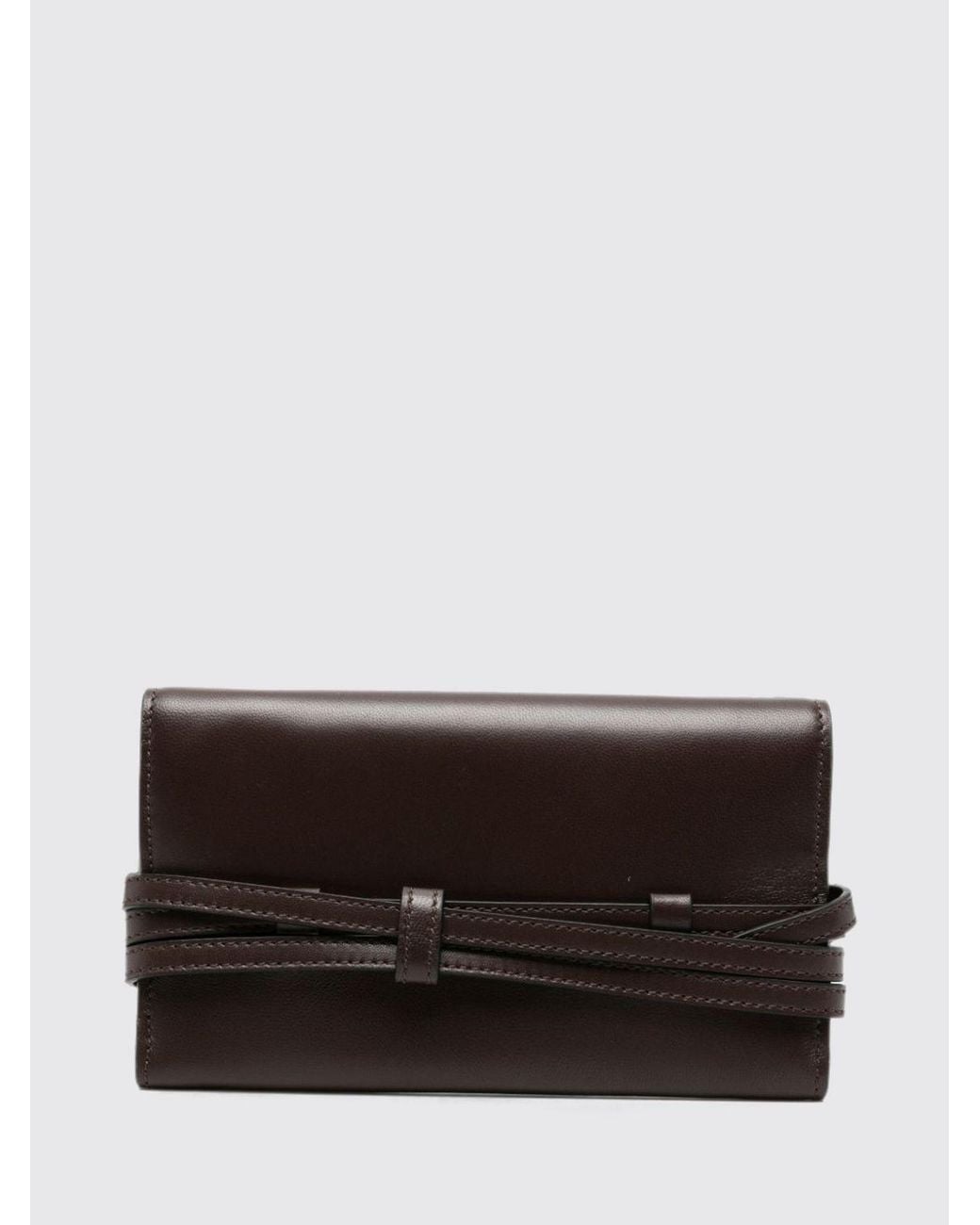 Moschino Couture Brown Tie Me Leather Mini Crossbody Bag With Chain