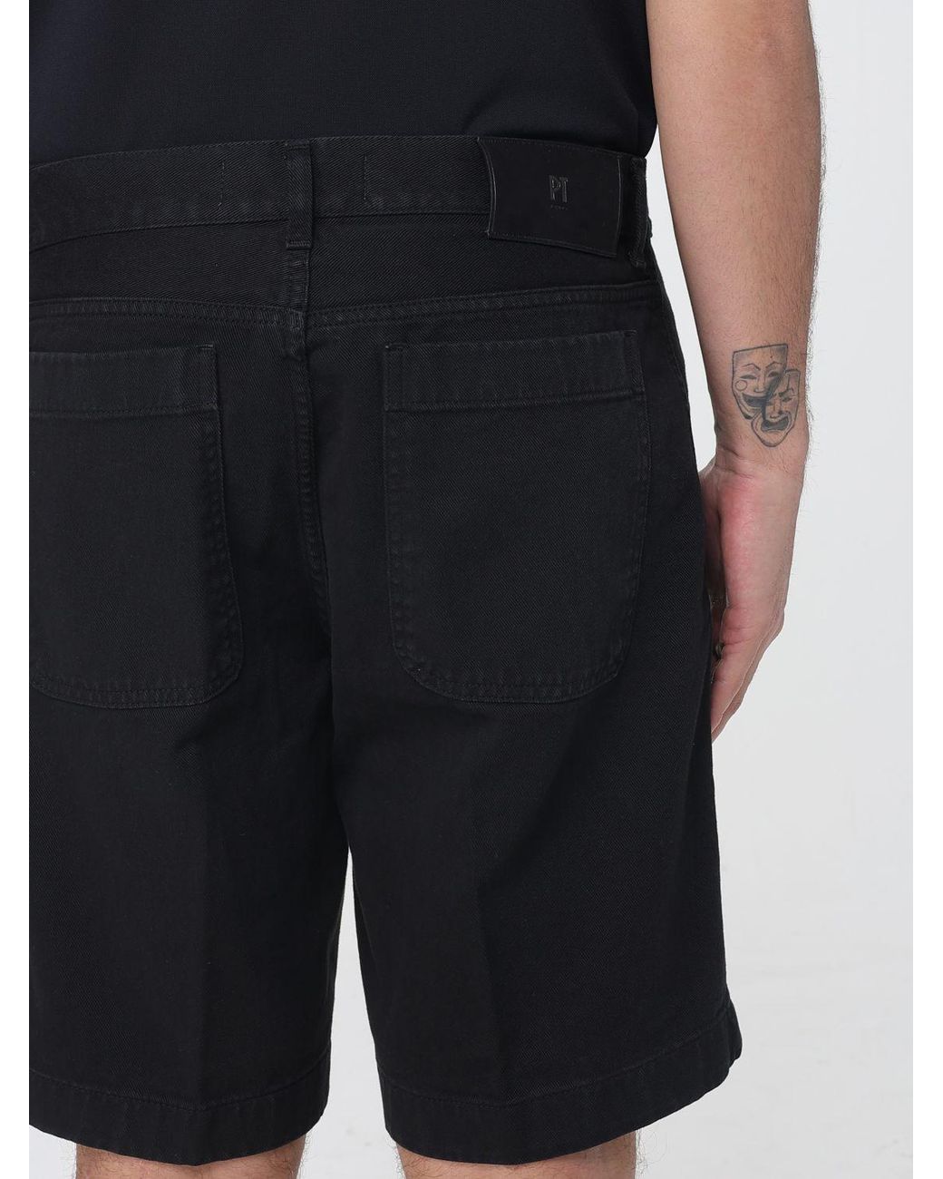PT Torino Black Chino Shorts for men