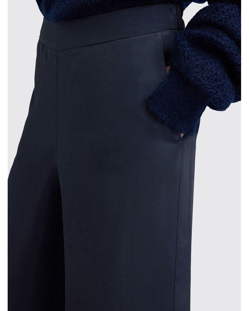 Momoní Blue Momon&Igrave High-Waisted Silk Blend Palazzo Trousers