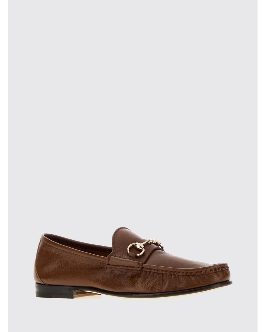 Gucci Brown Lugano Smooth Leather Loafers With Horsebit Detail for men