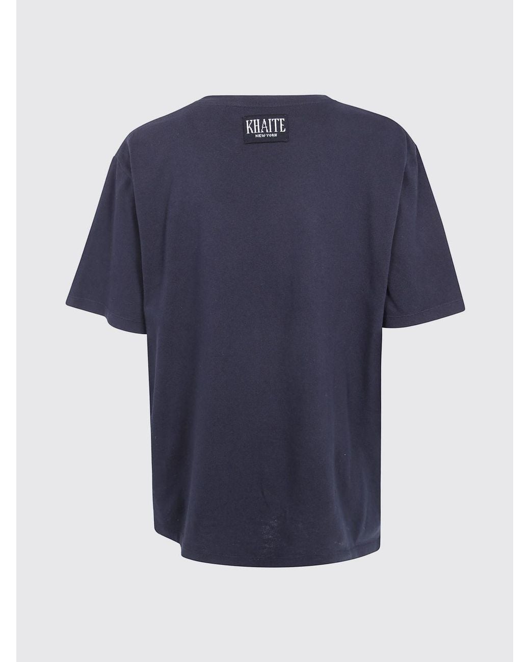 Khaite Blue Cotton Crew-Neck T-Shirt With Dropped Shoulders