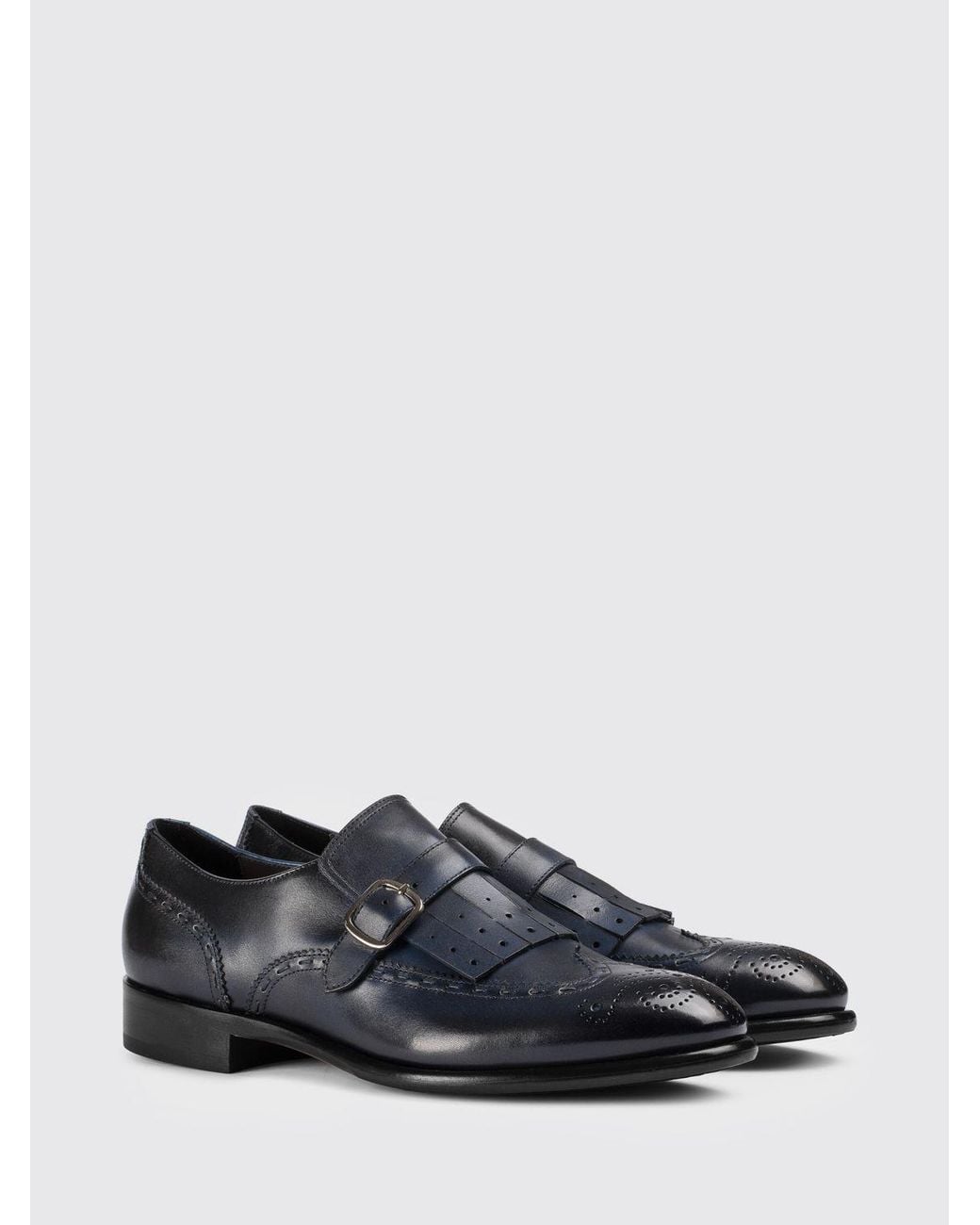 Doucal's White Leather Monk Strap Shoes With Brogue Detail for men