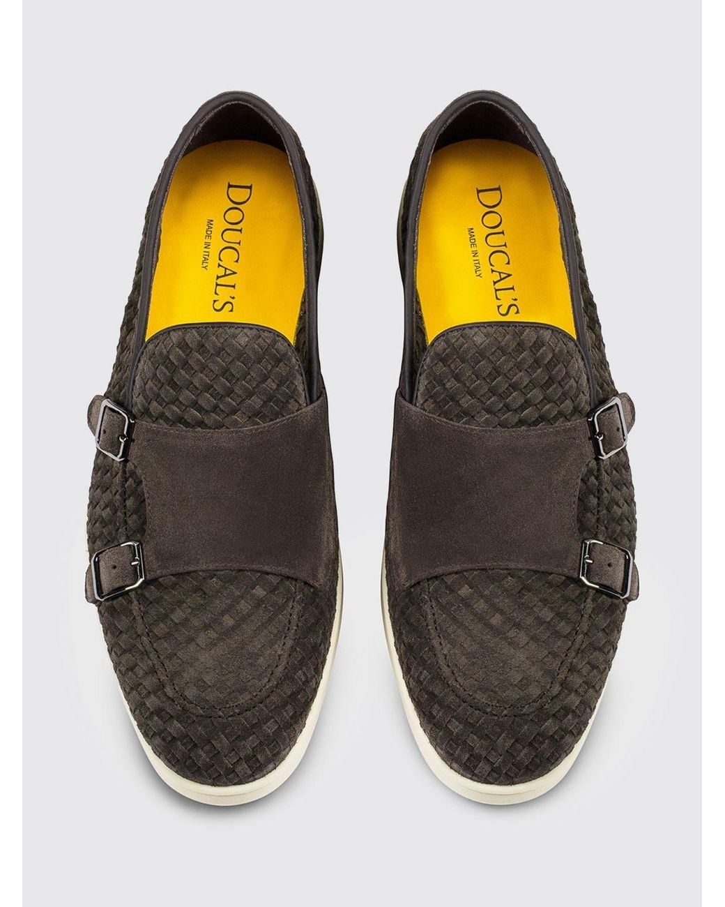 Doucal's White Woven Suede Monk Strap for men