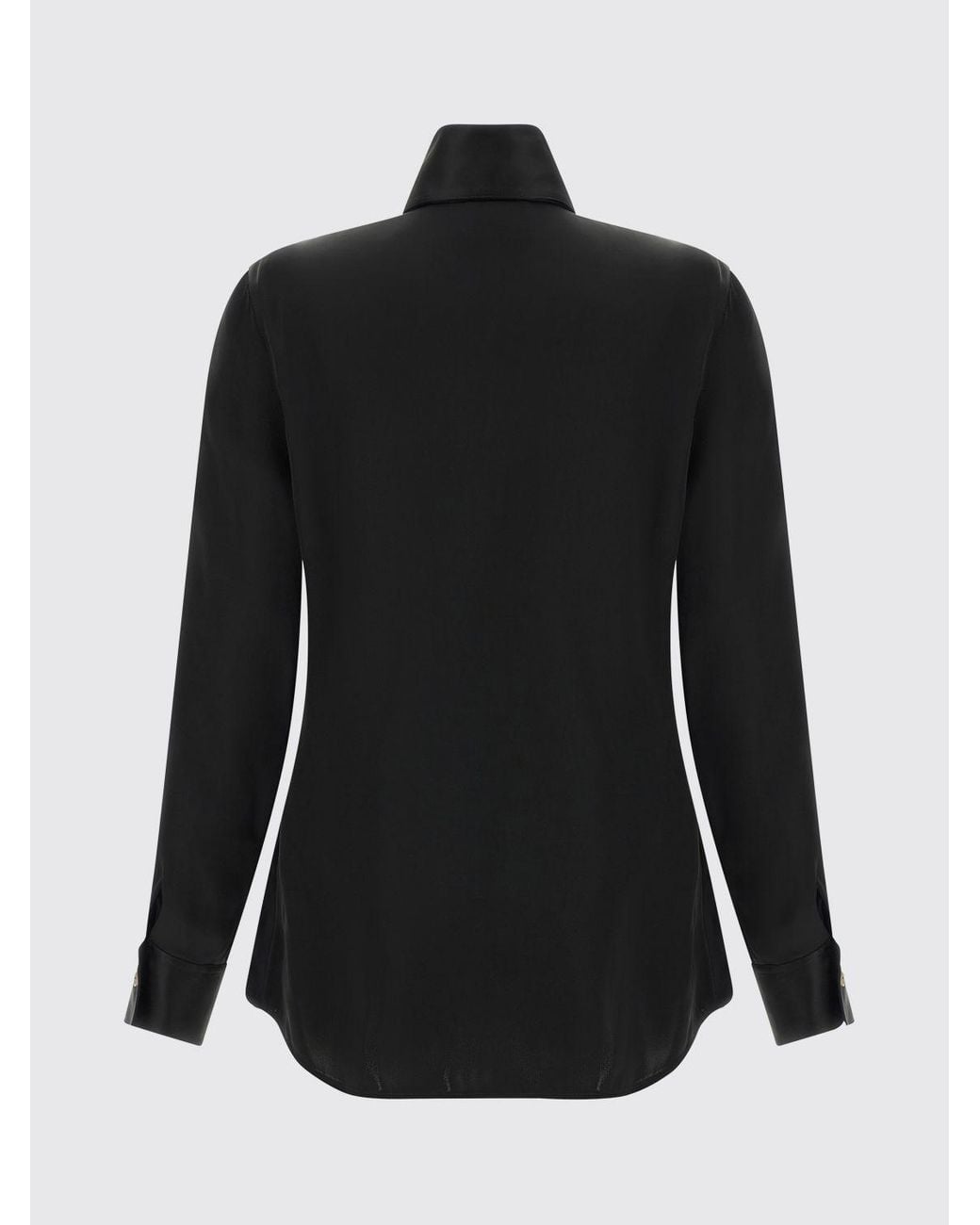 Khaite Blue Satin Shirt With French Collar And Long Sleeves
