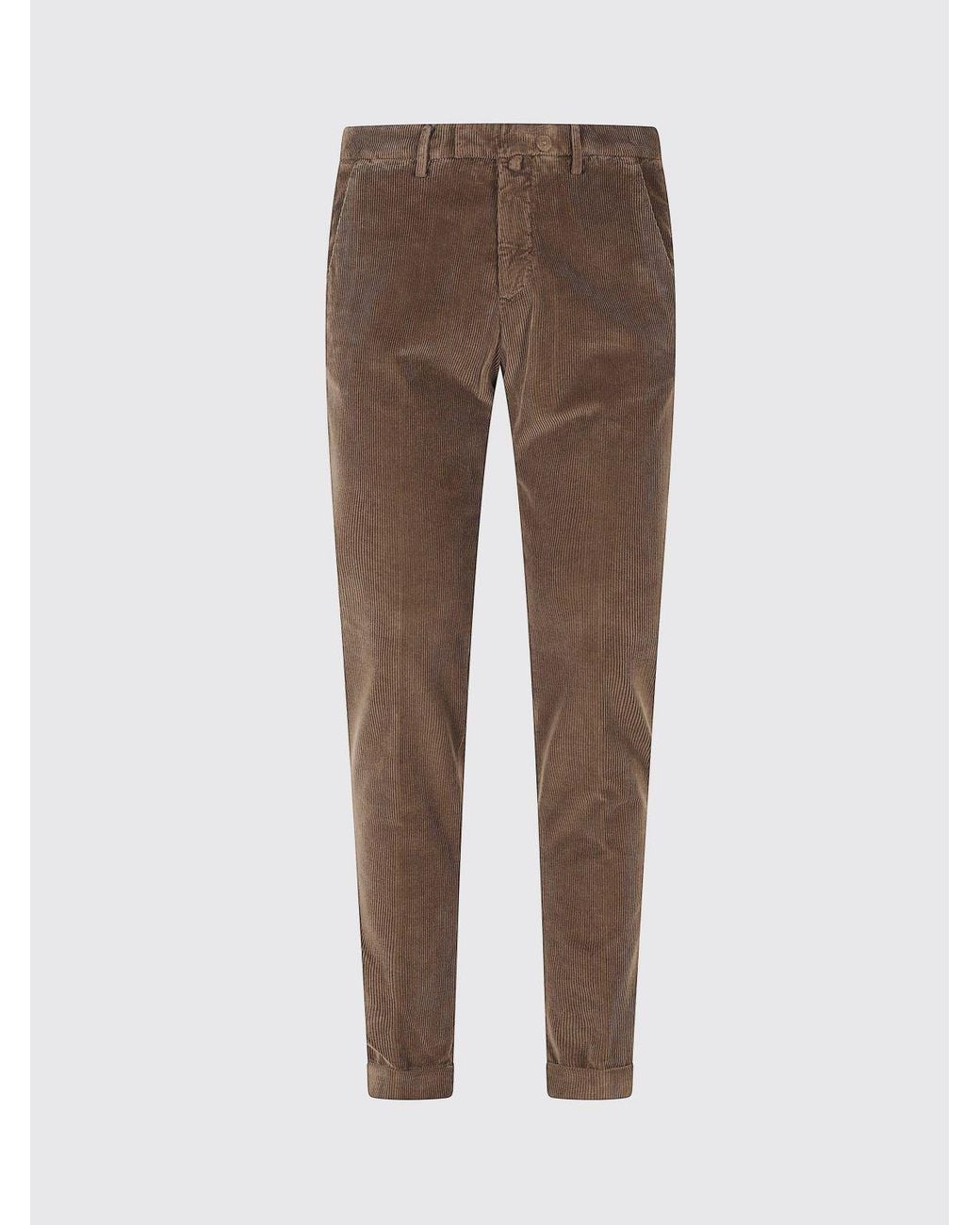 Briglia 1949 Brown Slim Fit Cotton Velvet Chino Trousers for men