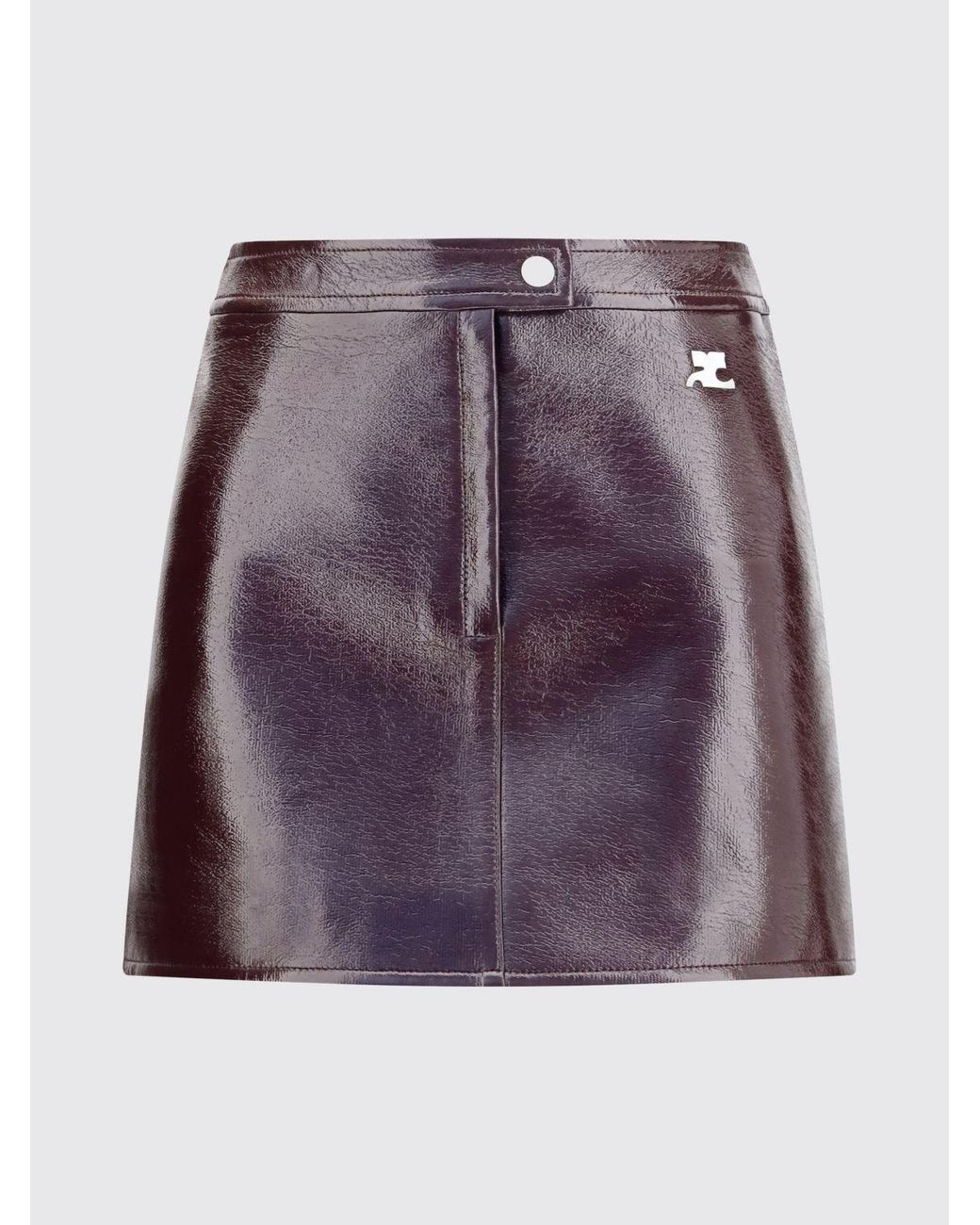Courreges CourrÈ Ges Embroidered Logo Coated Cotton Pencil Mini Skirt