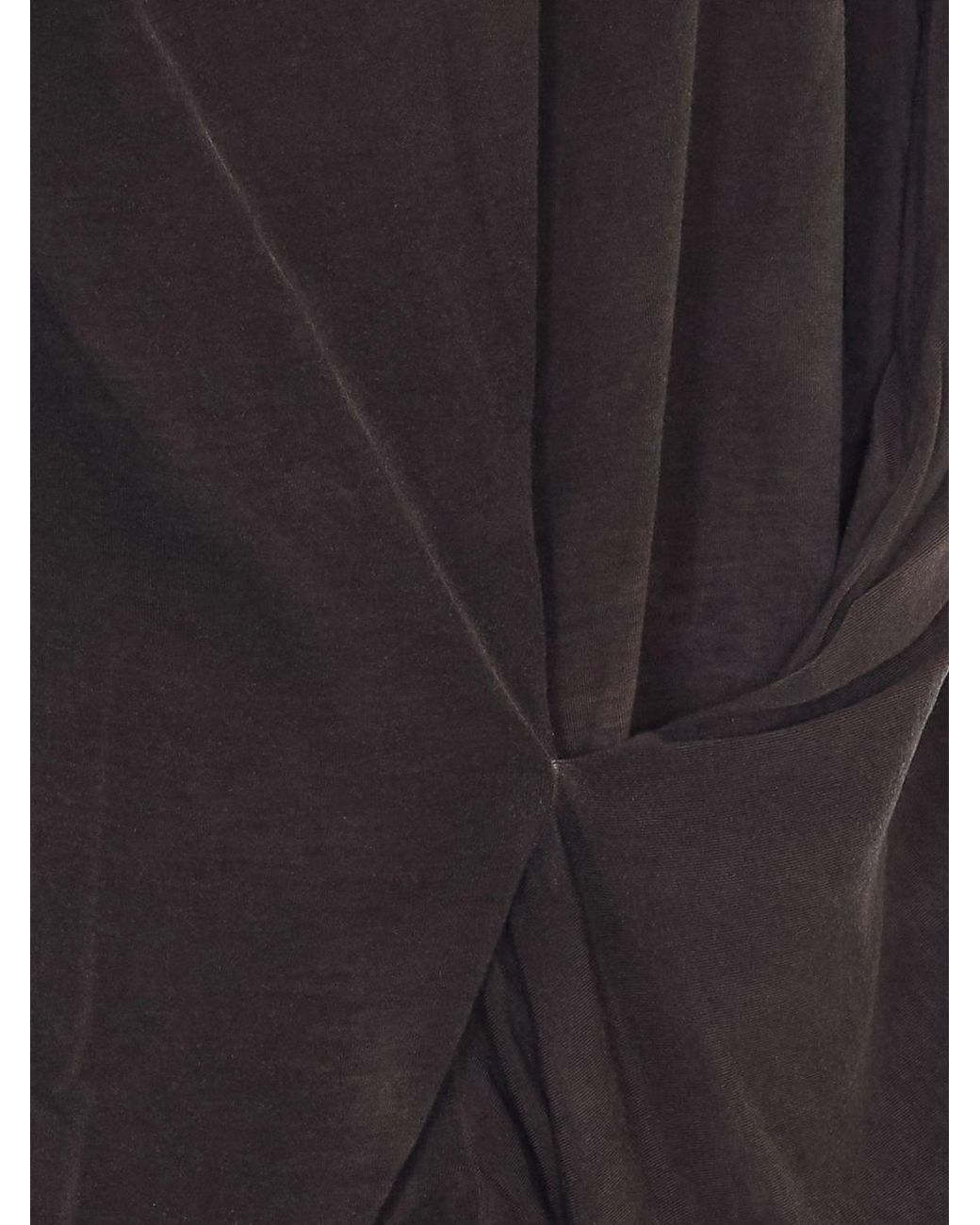 Uma Wang Black Draped Short-Sleeve Modal Crewneck Top
