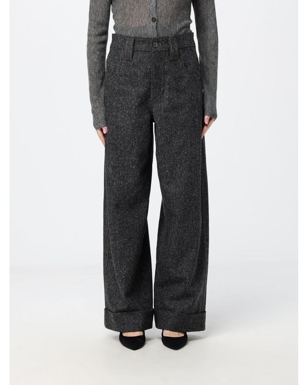 Brunello Cucinelli Black High-Waisted 5-Pocket Wool Blend Trousers