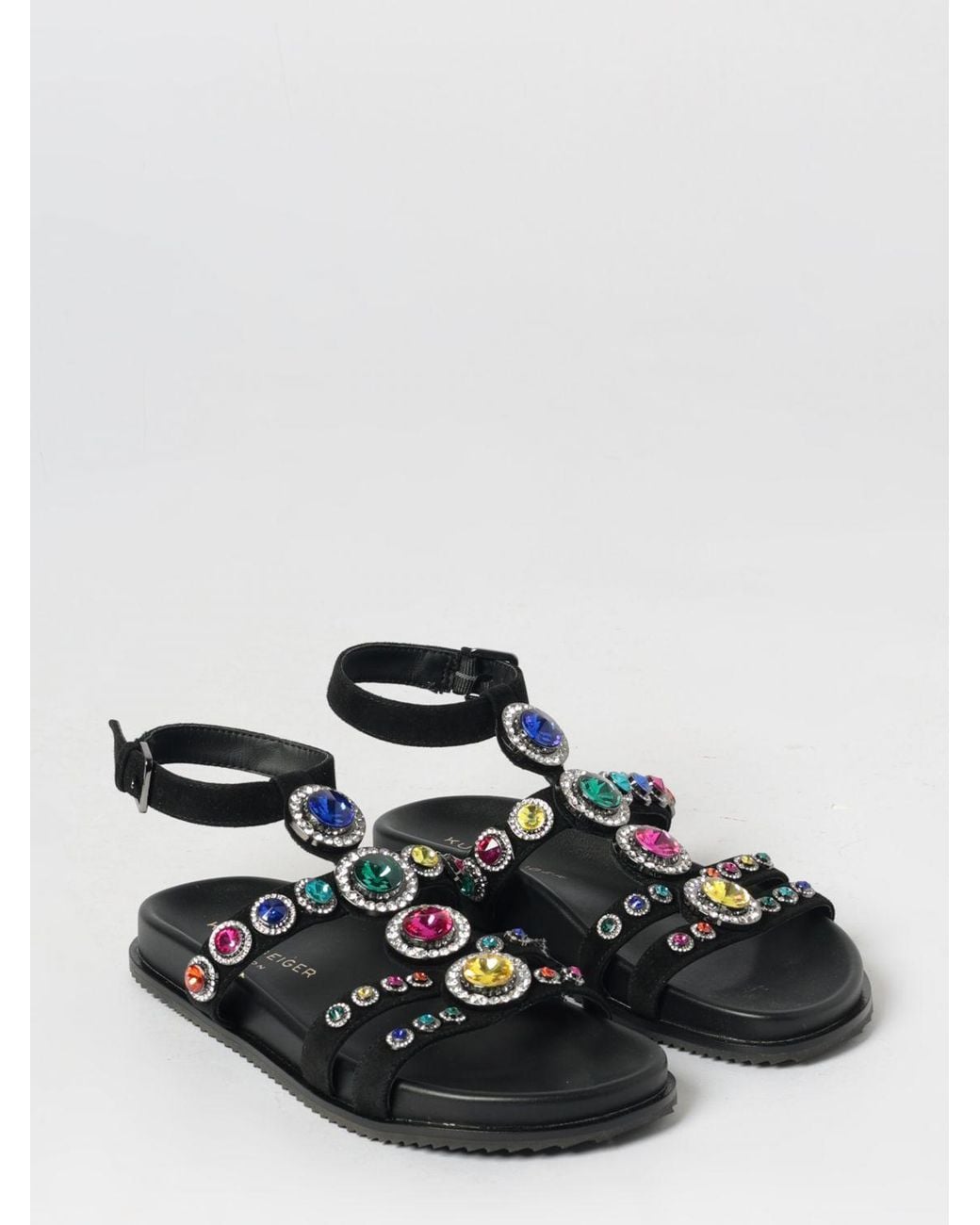 Kurt Geiger White Octavia Suede Sandal With Rhinestones