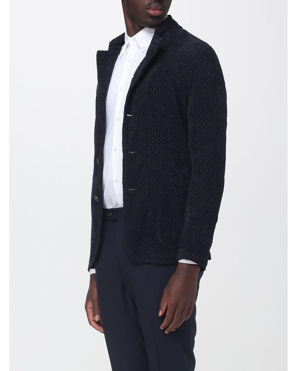 Emporio Armani Blue Short Single-Breasted Polyester Blazer With Slim Fit for men