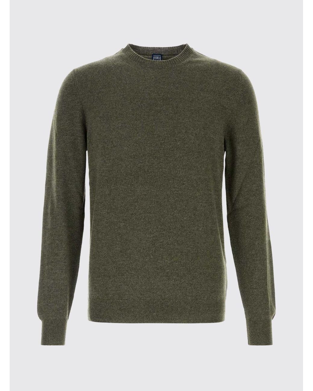 Fedeli Green Long-Sleeved Crew-Neck Jumper for men