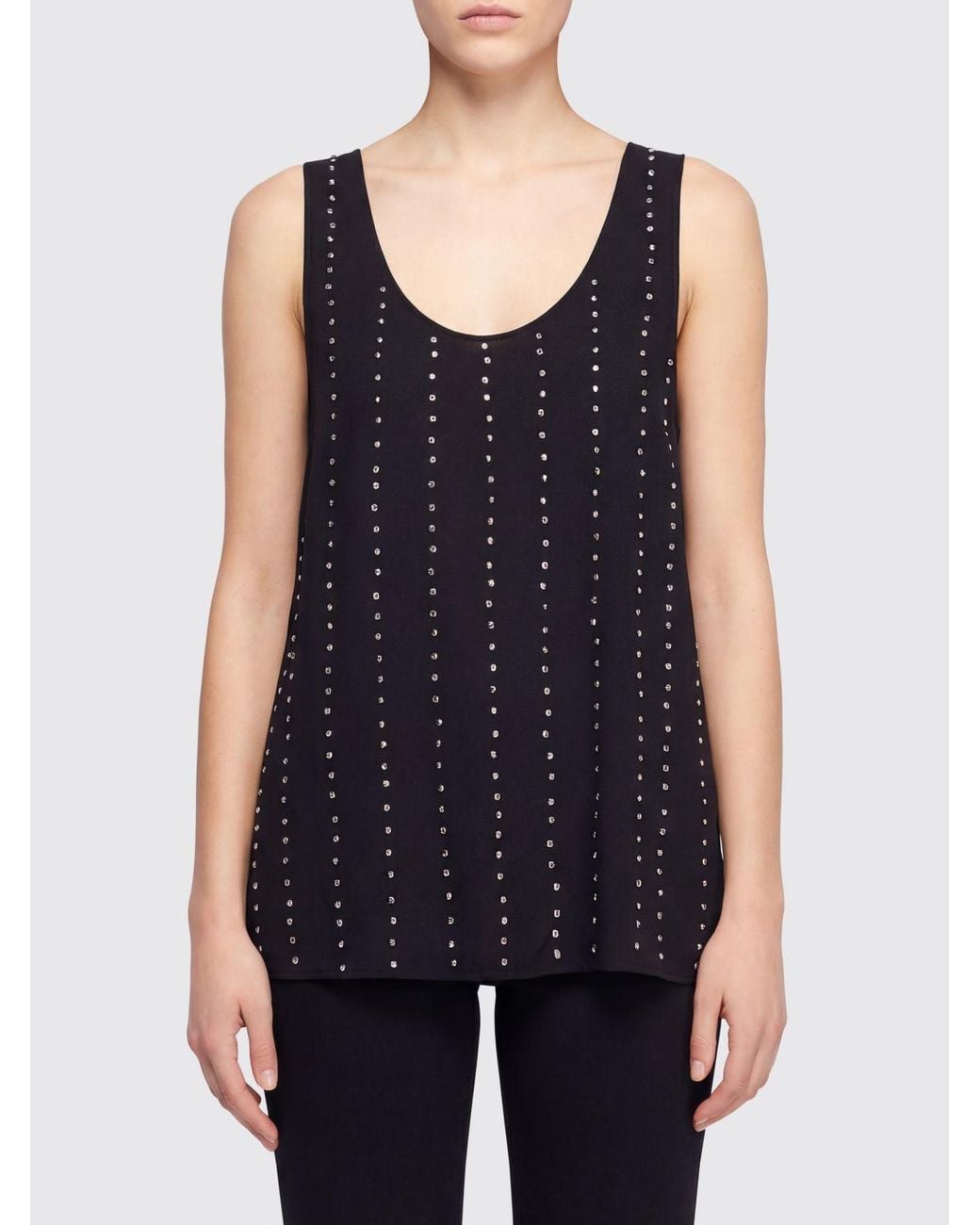 Pinko Blue Viscose Top With Eyelets