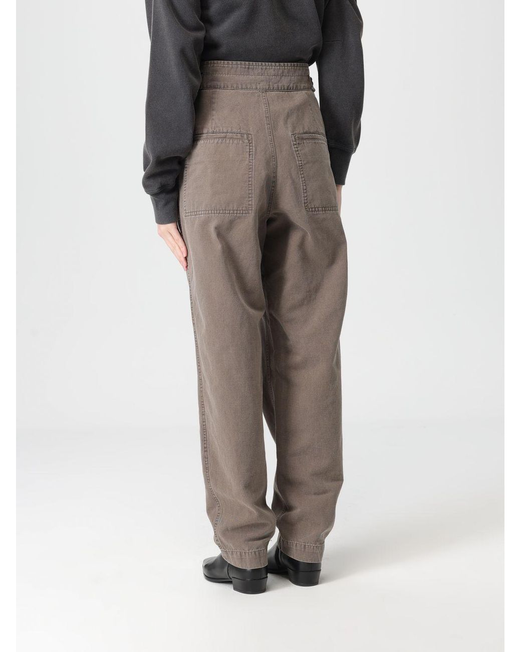 Isabel Marant Gray Cotton And Linen Pants