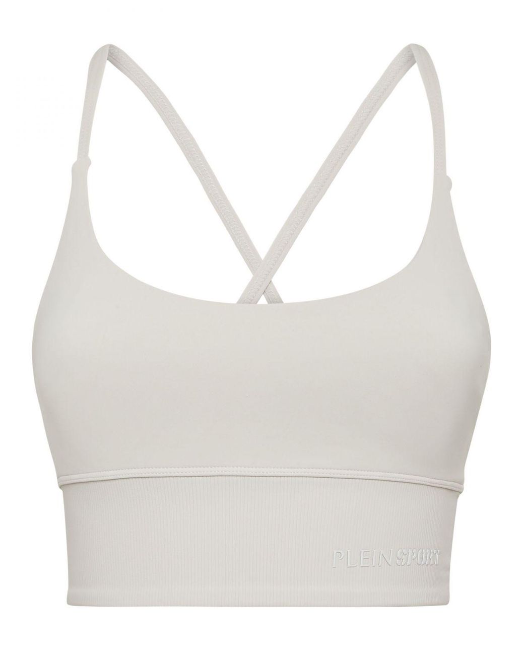 Philipp Plein White Cropped Sports Bralette Top With Criss-Cross Straps